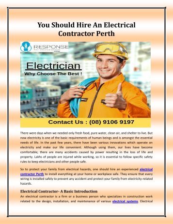 You Should Hire An Electrical Contractor Perth