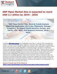 GRP Pipes Market Size is expected to reach USD 2.1 billion by 2019 - 2025