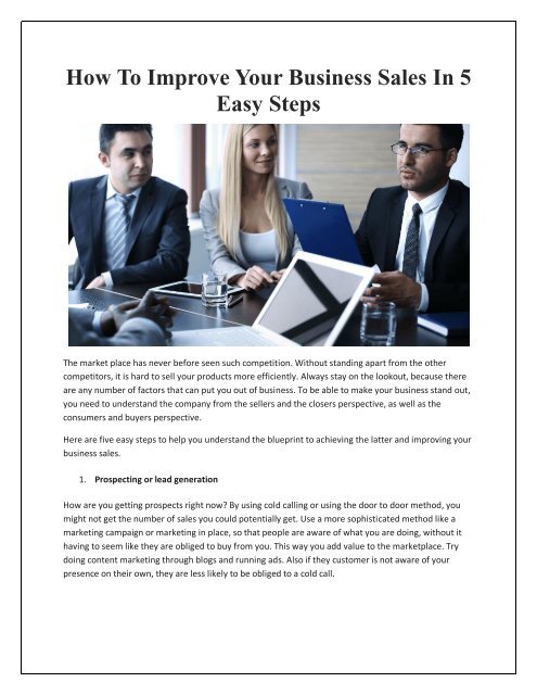 How To Improve Your Business Sales In 5 Easy Steps