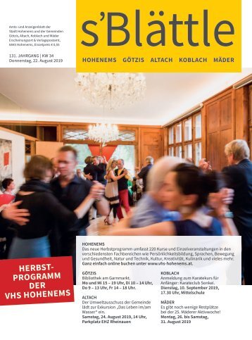 s'Blättle Nr. 34 - Do, 22. August 2019