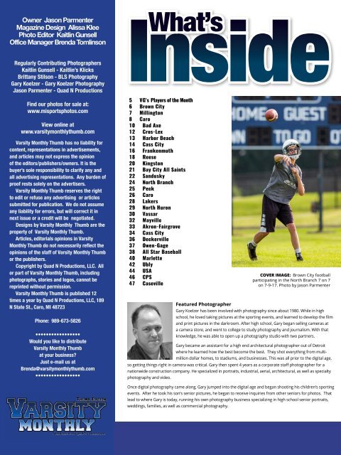 August 2019 Issue of Varsity Monthly Thumb Magazine