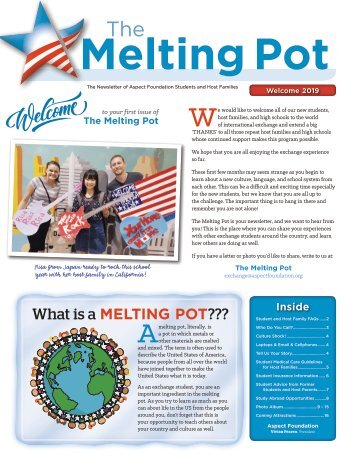 2019 Melting Pot WELCOME Newsletter