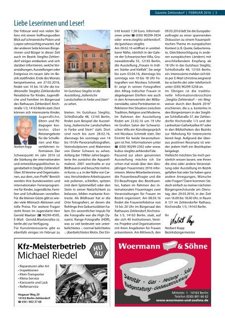 Gazette Zehlendorf Februar 2016