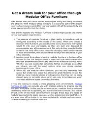 Get a dream look for your office through Modular Office Furniture