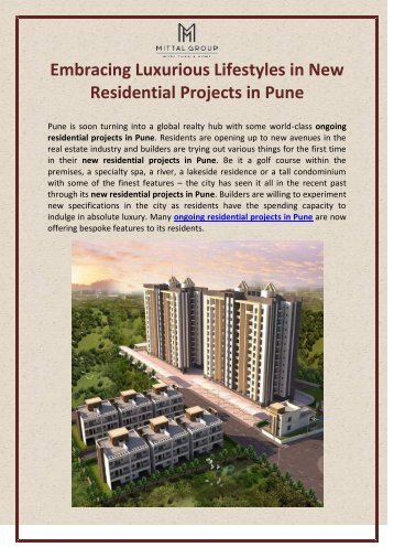 Embracing Luxurious Lifestyles in New Residential Projects in Pune