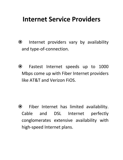 Internet Service Providers