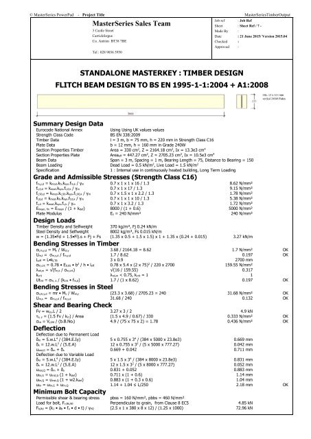 MasterSeries Timber Design Sample Output