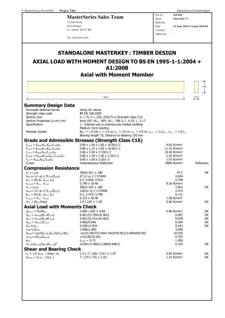 MasterSeries Timber Design Sample Output