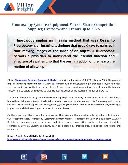 Fluoroscopy Systems-Equipment Market Share, Competition, Supplier, Overview and Trends up to 2025