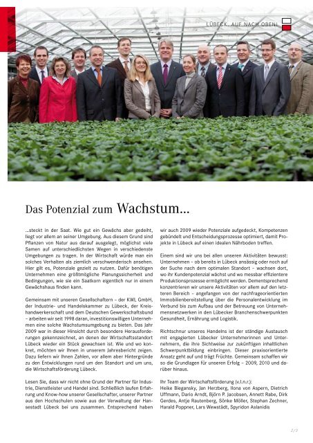 Jahresbericht 2009 - Wirtschaftsförderung Lübeck