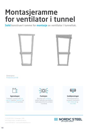 Montasjeramme for ventilator i tunnel