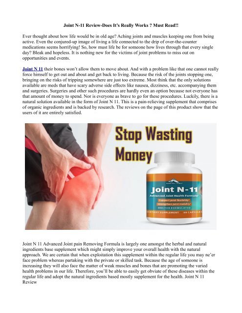 How does the Joint N 11 Ingredients Works For Joint Health?