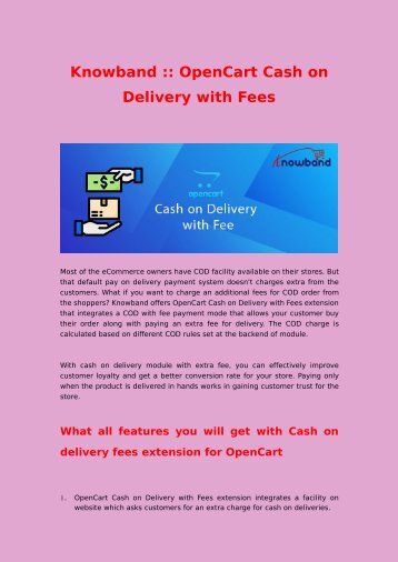 Knowband Opencart COD with Fee :: User-Friendly Payment Option