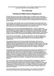Trio Infernale Fahrbericht Matra-Simca Bagheera S - Matra Club ...