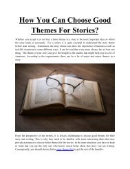 How You Can Choose Good Themes For Stories