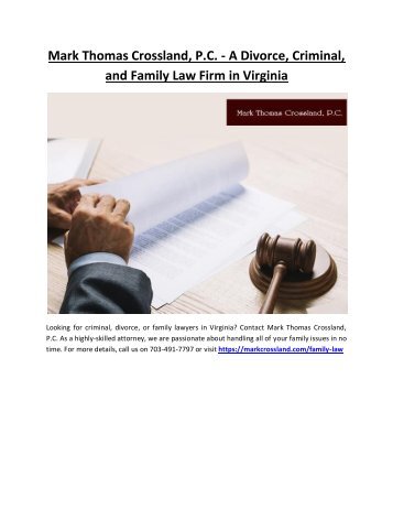 Mark Thomas Crossland, P.C. - A Divorce, Criminal, and Family Law Firm in Virginia