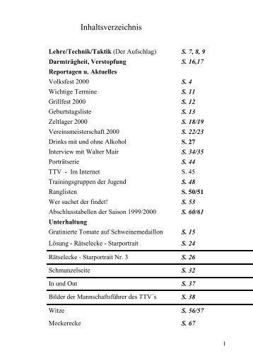 Ausgabe 3/2000 - Tischtennisverein Vilshofen eV