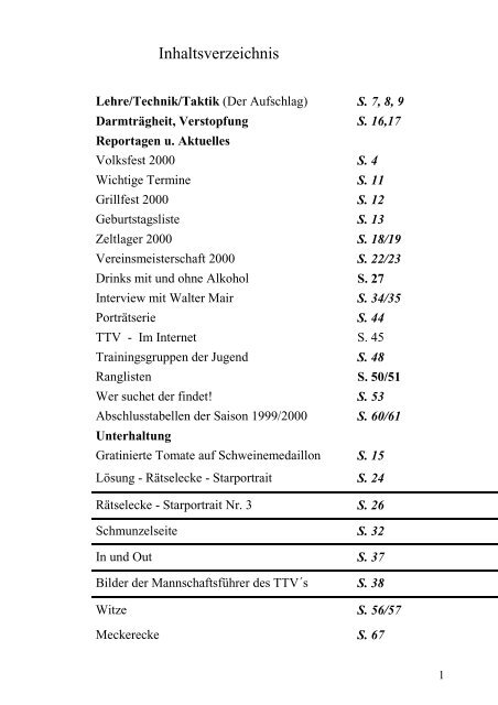 Ausgabe 3/2000 - Tischtennisverein Vilshofen eV