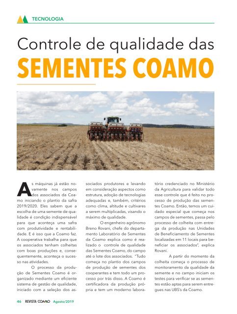 Revista Coamo Edição de Agosto de 2019