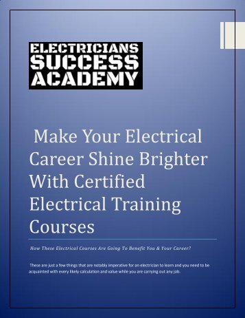 Make Your Electrical Career Shine Brighter With Certified Electrical Training Courses