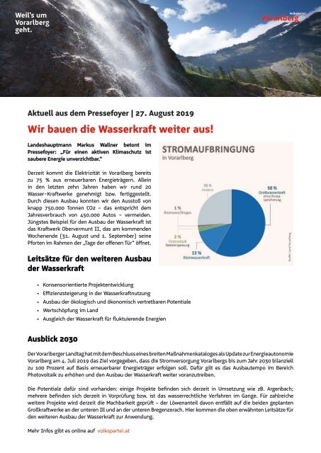 Aus dem Foyer | Wir bauen die Wasserkraft weiter aus!