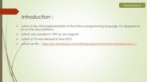 Jython(Java and Python Intergration)
