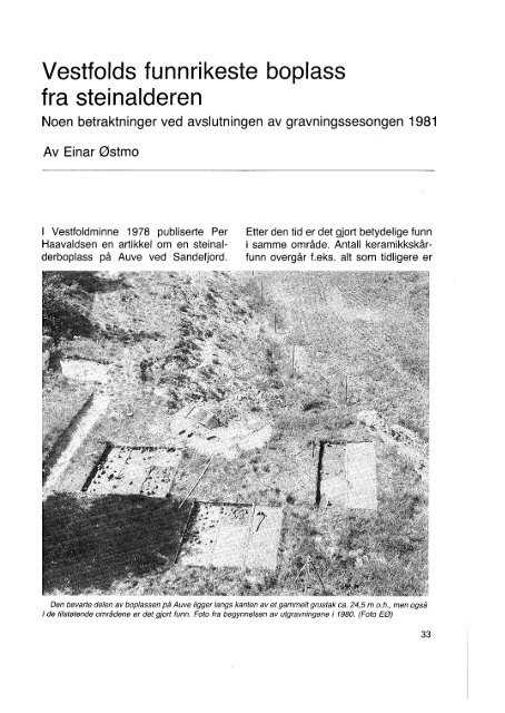 Vestfolds funnrikeste boplass fra steinalderen 