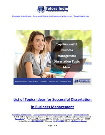 List of Top Successful Business Management Dissertation Topic Ideas in 2019