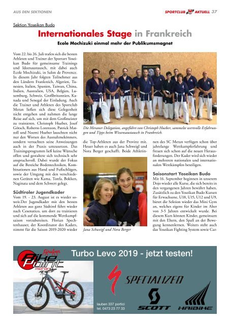 Sportclub Aktuell - Ausgabe September 2019