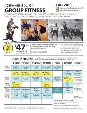 Dovercourt Fall 2019 Group fitness