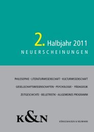 2.Halbjahr 2011 - Verlag Königshausen & Neumann