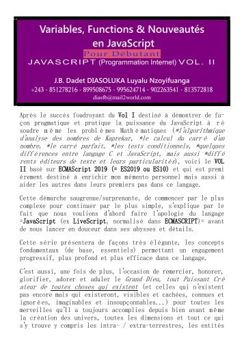 Variables, Fonctions &amp; Nouveautés - javascript_tome_ii