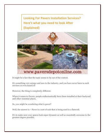 Looking For Pavers Installation Services?