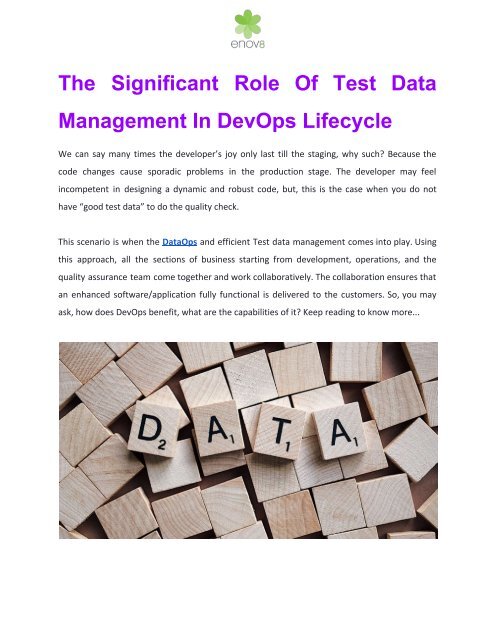The Significant Role Of Test Data Management In DevOps Lifecycle