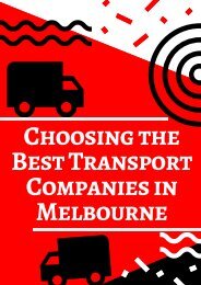 Choosing the Best Transport Companies in Melbourne