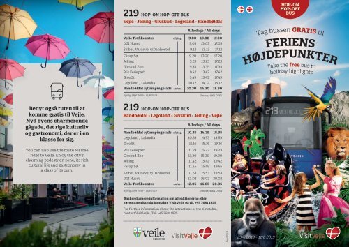 FLYER | Bus 219 | Vejle - Jelling - Givskud - Legoland - Randbøldal | Sommeren 2019 | Visit Vejle & Sydtrafik