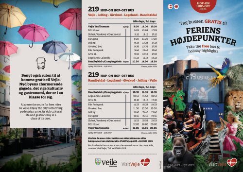 FOLDER | Bus 219 | Vejle - Jelling - Givskud - Legoland - Randbøldal | Sommeren 2019 | Visit Vejle & Sydtrafik