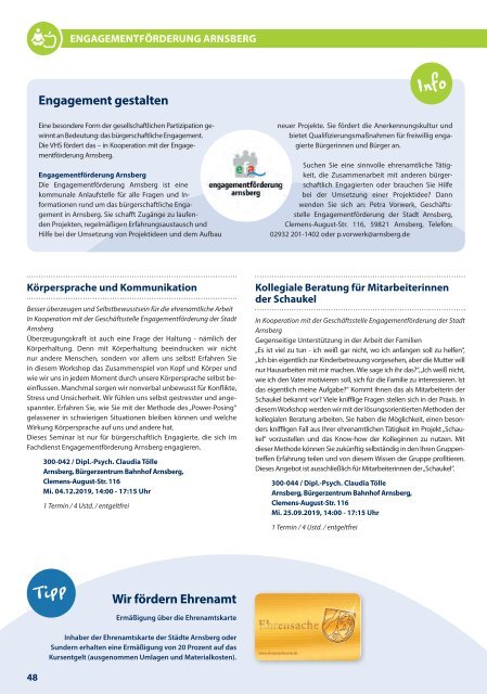 VHS Arnsberg/Sundern - Programmheft 2019-2