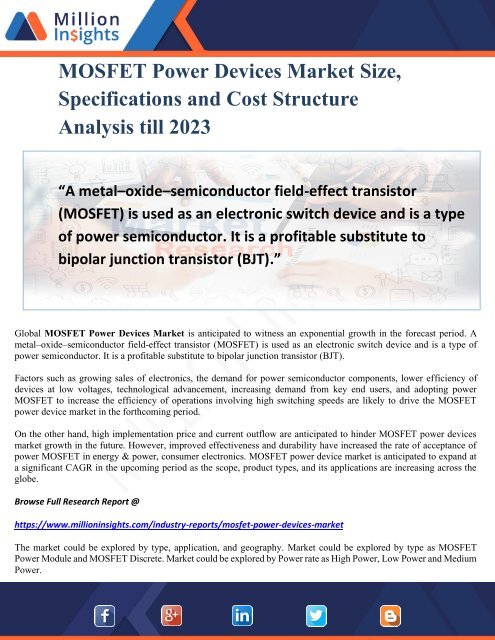 What are power mosfets What are power mosfets