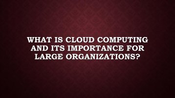 What is cloud computing and its importance for large organizations?