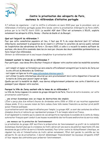 Contre la privatisation des aéroports de Paris,  soutenez le référendum d’initiative partagée