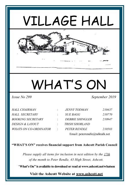 Aschott Village What's On September 2019