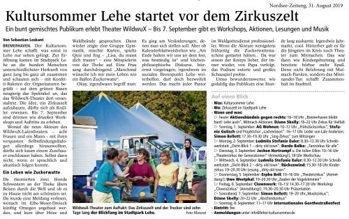 Bericht in der Nordsee-Zeitung vom 31. August 2019