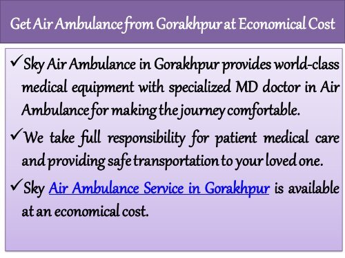 Get Your Patient under the Care of Specialist Doctor by Air Ambulance from Jamshedpur