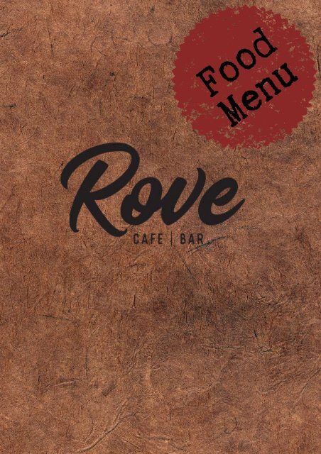 Rove Cafe & Bar Menu