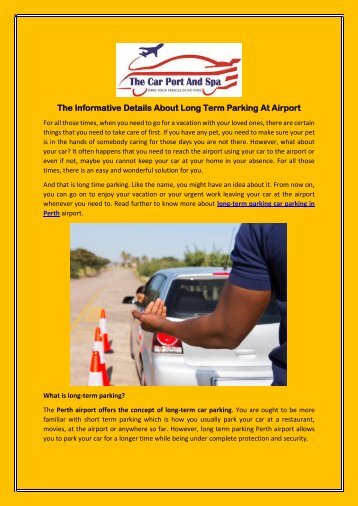 The Informative Details About Long Term Parking At Airport