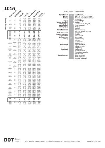 101A | Køge Nord Station - Hastrup | Gyldig 1 Juni 2019 | Movia & DOT
