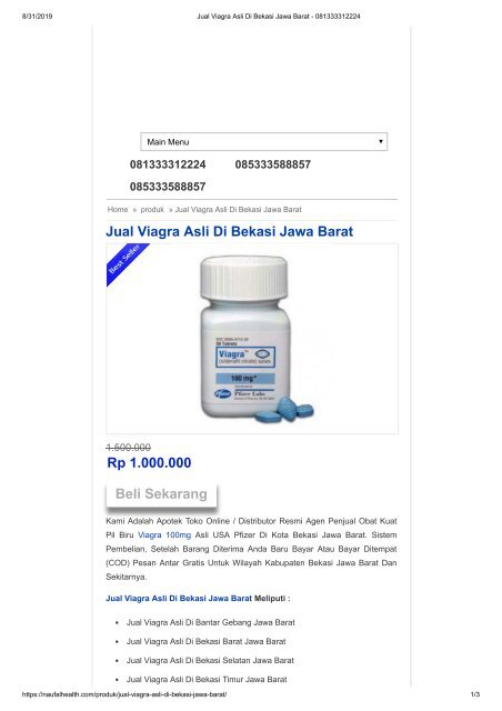 Jual Viagra Asli Di Bekasi Jawa Barat - 081333312224