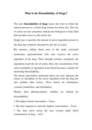 What Is the Bioavailability of Drugs