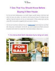 7 Dos That You Should Know Before Buying A New House